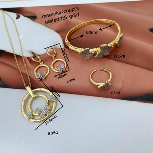 Minimalist 18K gold plated copper jewelry set with micro-pave butterfly design details