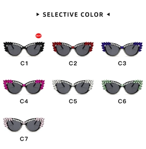 Cat eye rhinestone sunglasses collection featuring seven colors and crystal accents