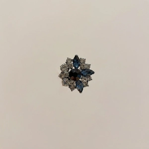 Retro oversized floral stud earrings with dark grey crystals for elegant evening wear