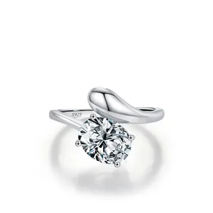 Bague En Argent Sterling 925 Oxyde De Zirconium Ovale Brillant Design Métal Liquide Serpent Bijoux Pour Femmes
