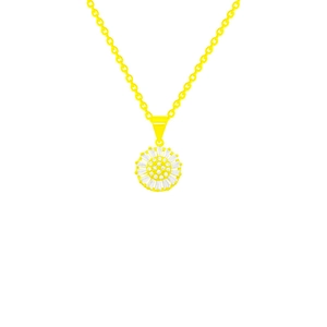 Golden sunflower necklace pendant with sparkling cubic zirconia on a minimalist chain