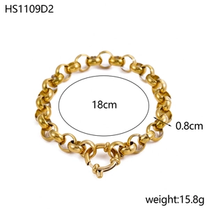 Close-up of 14K gold-plated stainless steel spring ring clasp and chain links