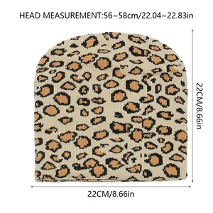 Detailed size guide for leopard jacquard knit beanie with 56-58cm head measurement