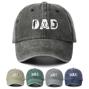 Washed Cotton Baseball Cap Vintage Dad Hat With Fishing DAD Embroidery Outdoor Sun Protection Adjustable For Men Women