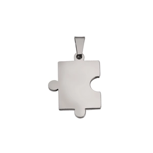 Pendentif pièce de puzzle en acier inoxydable poli miroir au design géométrique épuré