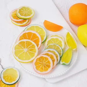 Realistic Artificial Lemon Slices PVC Simulation Fruit Models Photography Props Home Decor Accessories Keychain Pendants