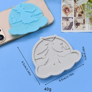 Halloween witch on broomstick silicone mold for DIY baking and cake decorating