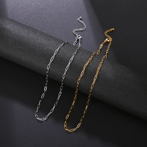 Minimalist Paperclip Chain Necklace Stainless Steel Chic Fashion Jewelry For Women Adjustable Link Chain