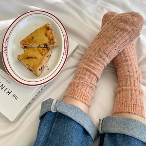 Thick wool socks in rust red heather knit for women, cozy winter thermal hosiery
