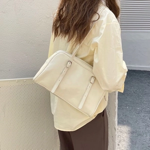 Korean style fashion underarm shoulder bag for women casual PU leather handbag with belt decor