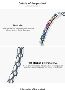 Macro detail of S925 sterling silver ring with multi-color zircons and side inlay craftsmanship