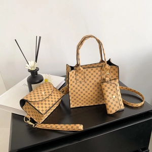 Sac à Bandoulière Rétro en Cuir PU Imprimé Géométrique Sac à Main Cabas Et Sac Bandoulière Et Porte-monnaie Femme