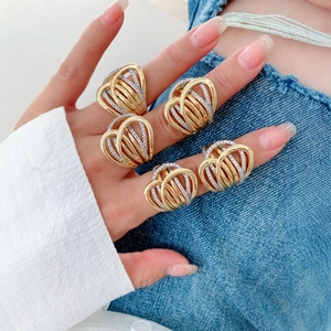 Two-tone 18K gold plated multi-layer wrap ring featuring sparkling white zircon accents