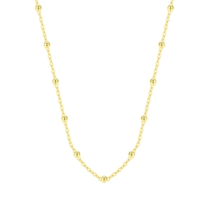 Elegant s925 silver beaded necklace with polished gold finish on minimalist cable chain
