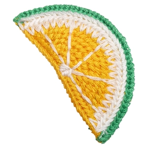 Knitted lemon fruit slice hair clip with handmade crochet texture for girls