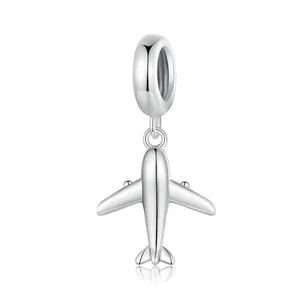 925 Sterling Silver Mini Airplane Charm Pendant For DIY Bracelet Necklace Making Individual Aviation Fashion Jewelry