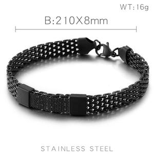 Herrenarmband aus mattschwarzem Edelstahl mit kreativem, gewebtem Ketten- und Netzdesign