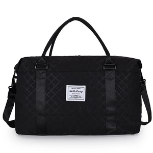 Large capacity black quilted yoga gym bag with waterproof wet dry separation pocket