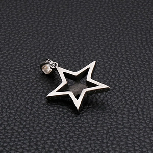 Pendentif double couche étoile et disque en acier inoxydable argenté pour hommes