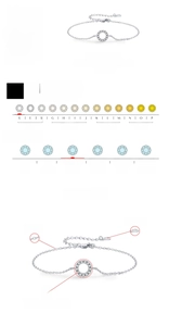 Détail du bracelet moissanite en argent S925 montrant les spécifications des diamants D VVS1