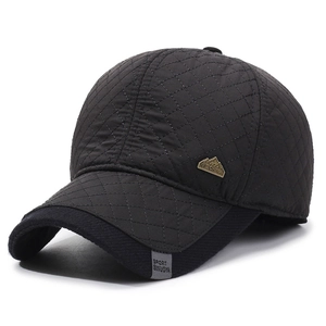 Quilted baseball cap for men featuring winter warmth and ear protection in dark grey