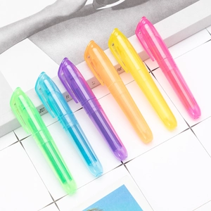 Bunter Einkopf Textmarker Büro Schüler Markierung Stift Transparenter Kunststoffhülle