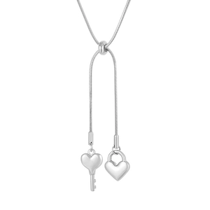 Verstellbare Schlangenkette in Silber mit romantischem Herzschloss und Schlüssel Anhänger