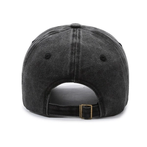 Casquette de baseball en coton gris foncé délavé vintage avec boucle réglable au dos
