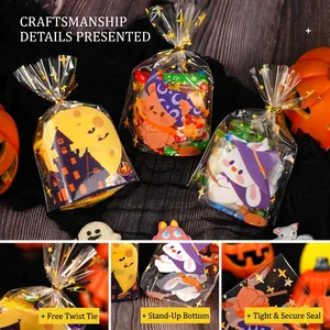 Cartoon fruit gift bags with festive wizard bear and bunny motifs for kids snacks