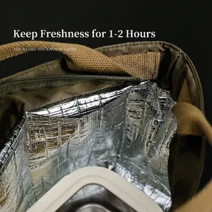 Borsa termica con fodera in alluminio spesso ed esterno in tela verde militare durevole