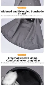 Detail view of the wide grey neck flap with 38cm extension and breathable mesh lining