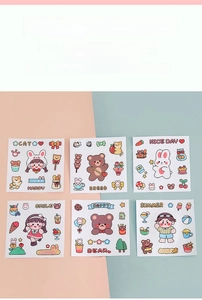 Set of 6 cute cartoon PVC stickers featuring bears and bunnies for water bottles and journals