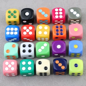 Set of 20 colorful six-sided acrylic dice for DIY jewelry and keychain accessories