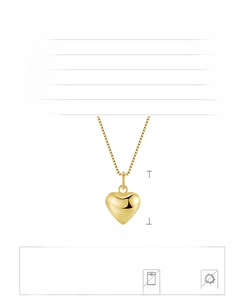 Detail specifications of 18K gold S925 silver heart necklace with 40+5cm adjustable chain