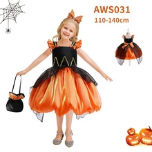 Halloween pumpkin tutu dress for girls with black top, orange skirt and matching handbag
