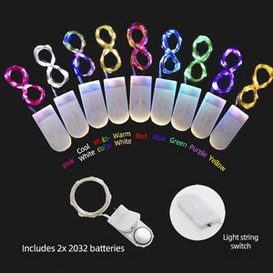 Waterproof LED copper wire fairy lights in 9 colors with CR2032 battery box