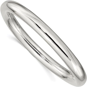 Minimalist polished stainless steel hollow bangle bracelet in classic silver finish