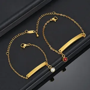 Bracciali minimalisti in acciaio inossidabile placcato oro 18K con ciondoli in pietra