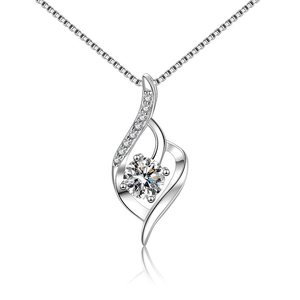 Elegant S925 sterling silver heart necklace with a sparkling round moissanite pendant