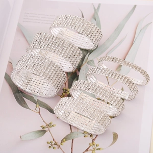 Multi Row Rhinestone Elastic Bracelet Bangle For Women Bridal Wedding Elegant Sparkly Alloy Jewelry