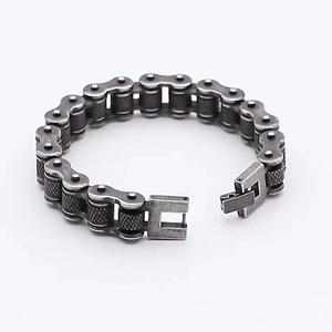 Men Motorcycle Chain Bracelet 316L Stainless Steel Heavy Industrial Punk Rock Vintage Distressed Biker Jewelry