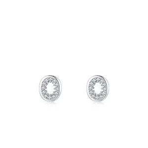 Boucles d'oreilles ovales en argent sterling S925 avec zircons micro-sertis étincelants