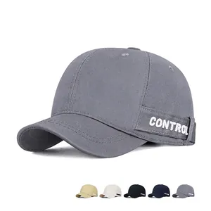 Unisex Solid Color Cotton Baseball Cap Short Brim Adjustable Sun Protection Breathable Hat With Control Embroidery