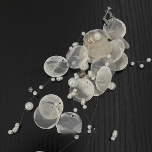Bohemian style shell and pearl tassel clip-on earrings for beach vacation jewelry