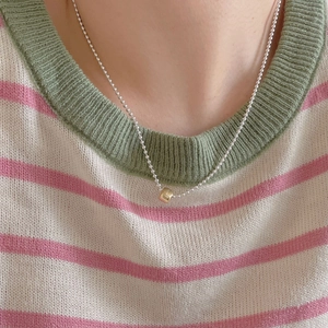 Geometric Pendant Necklace 925 Sterling Silver Minimalist Two Tone Jewelry Elegant Daily Wear Ball Chain For Her
