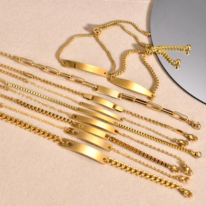 Collection of 18K gold-plated stainless steel adjustable bracelets in various chain styles