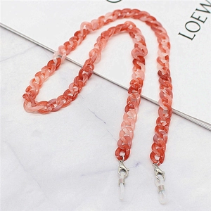 Amber acrylic eyeglass and face mask chain with marble texture and silver metal clasps