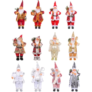 24-inch Santa Claus figurines in multiple classic colors and festive holiday outfits