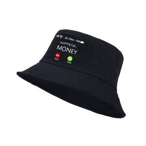 Bob noir en toile de coton avec imprimé créatif simulant un appel entrant MONEY tendance