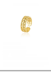 Close-up of S925 sterling silver hollow bead ring with polished finish and engraving